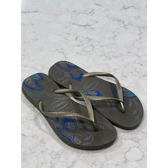 Havaianas Women’s Slim Flip Flops Sandals Size‎ 6 Gray Beach Coastal Resort City - Picture 3 of 7